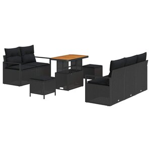 vidaXL Ensemble de canapé de jardin avec coussin 8 Pièces Noir