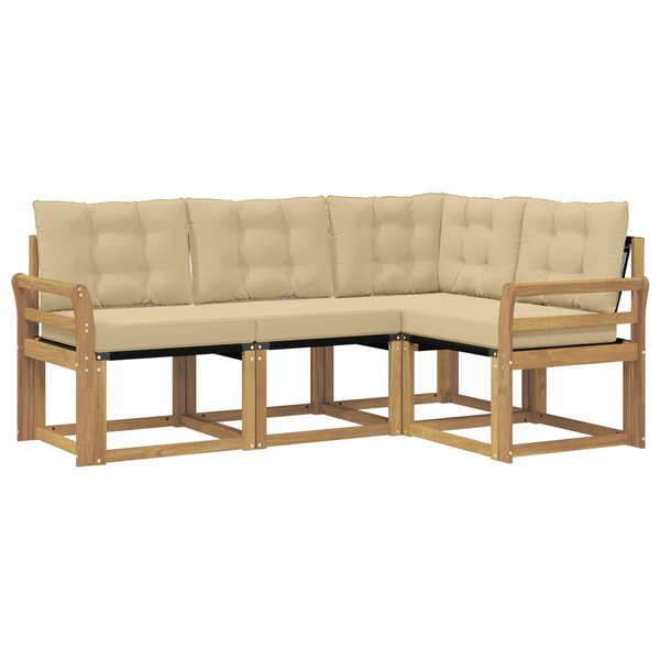 vidaXL Ensemble de canapés d'extérieur 4 pc Blanc et Beige