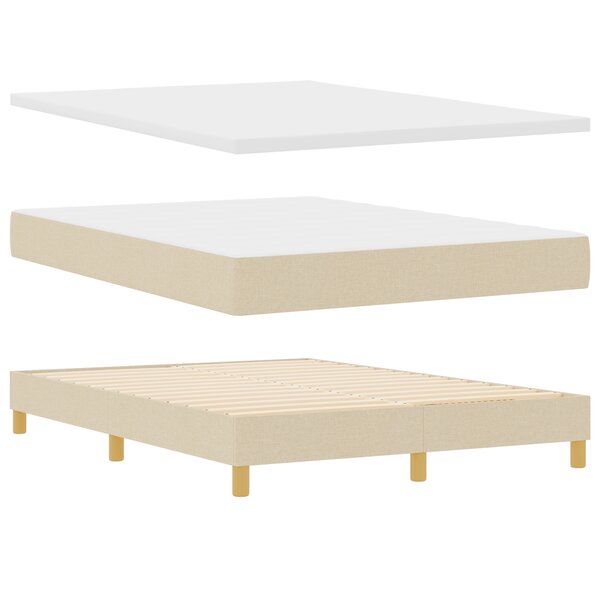 Lit à ressorts vidaXL avec matelas en crème  140x200 cm en tissu