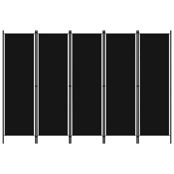 vidaXL Cloison de séparation 5 panneaux Noir 250x180 cm