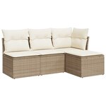 vidaXL Salon de jardin avec coussins 4 Pièces beige résine tressée