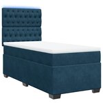 vidaXL Sommier à lattes de lit avec matelas bleu 90x190 cm velours