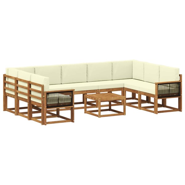 vidaXL Ensemble de canapés d'extérieur 10 pc Naturel et Crème