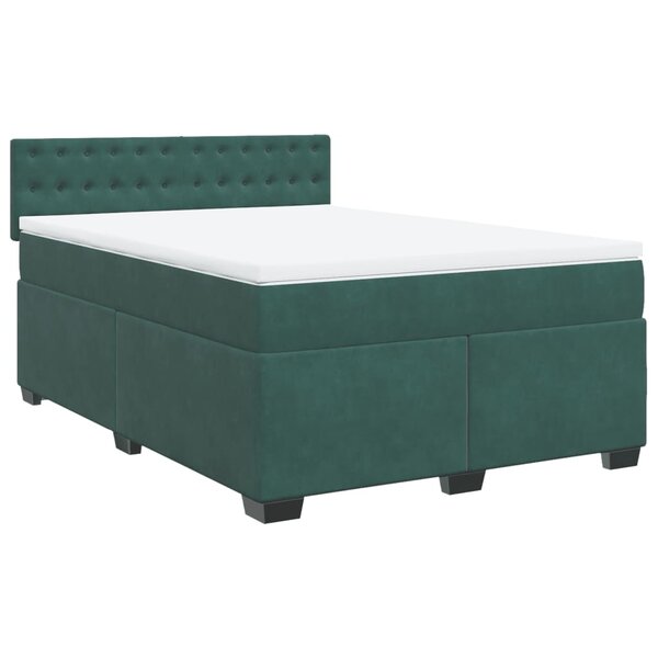 vidaXL Sommier à lattes de lit et matelas Vert foncé 140x200cm Velours