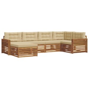 vidaXL Ensemble de canapés d'extérieur 6 pc Naturel et Beige