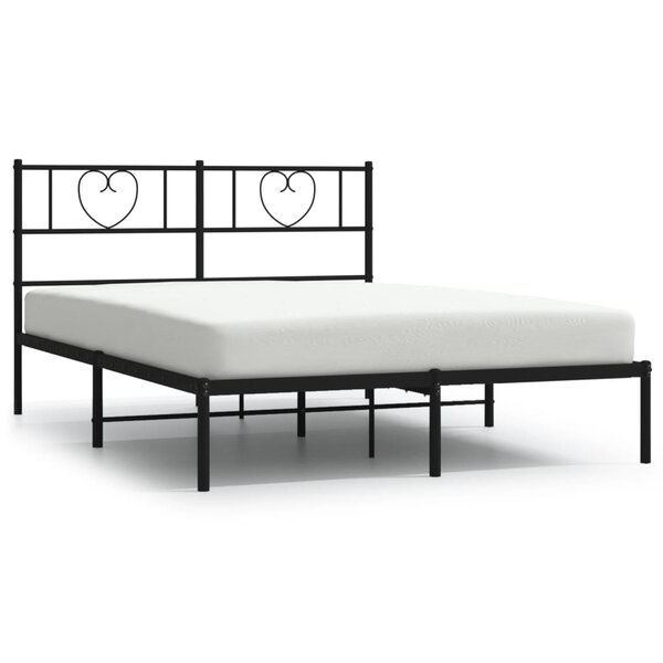 vidaXL Cadre de lit métal avec tête de lit noir 120x200 cm