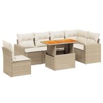 vidaXL Salon de jardin avec coussins 7 Pièces beige résine tressée