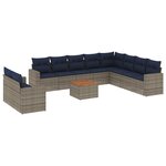 vidaXL Salon de jardin 11 Pièces avec coussins gris résine tressée