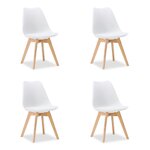 4 Chaises Blanches avec Pieds en Bois