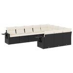 vidaXL Salon de jardin 10 Pièces avec coussins noir résine tressée