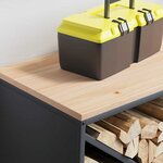 vidaXL Étagère à bois de chauffage avec plateau en bois anthracite