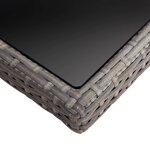 vidaXL Table à manger d'extérieur Gris Résine tressée et verre