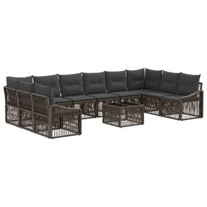 vidaXL Ensemble de canapé de jardin 11 Pièces Gris polyrotin