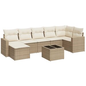 vidaXL Salon de jardin avec coussins 8 Pièces beige résine tressée