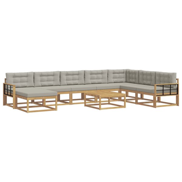 vidaXL Ensemble de canapés d'extérieur 9 pc Blanc et gris clair