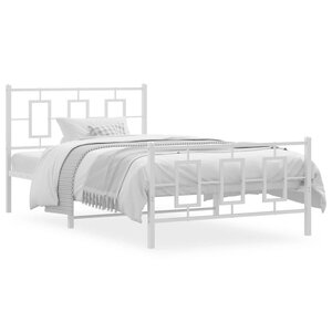 vidaXL Cadre de lit métal sans matelas et pied de lit blanc 107x203 cm