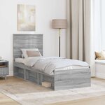 vidaXL Cadre de lit Gris Sonoma 75 x 190 cm Bois de pin massif