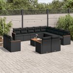 vidaXL Salon de jardin avec coussins 14 Pièces noir résine tressée