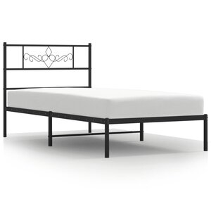 vidaXL Cadre de lit métal sans matelas avec tête de lit noir 90x200 cm