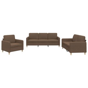 vidaXL Ensemble de canapés 3 Pièces avec coussins Marron Tissu