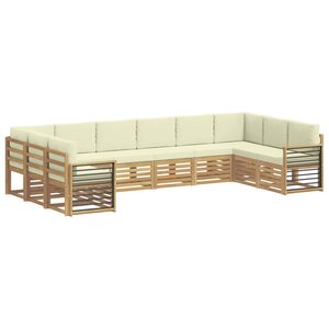 vidaXL Ensemble de canapé d'angle 10 Pièces Blanc et crème Polyester