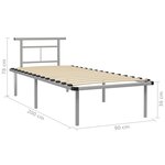 vidaXL Cadre de lit Gris Métal 90x200 cm
