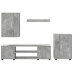 vidaXL Ensemble meuble TV 4 Pièces Gris béton Bois d'ingénierie