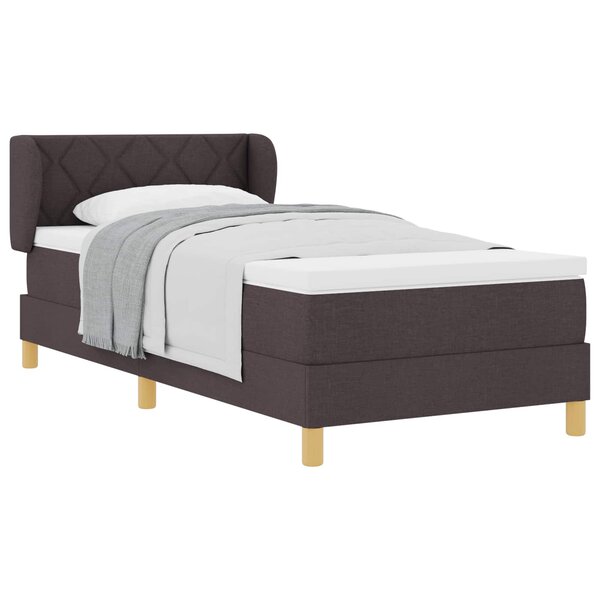 vidaXL Lit à ressorts avec matelas Marron foncé 90 x 190 cm tissu