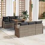 vidaXL Ensemble de canapé de jardin 7 Pièces Gris Poly rotin