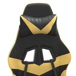 vidaXL Chaise de jeu pivotante et repose-pied Noir et doré Similicuir