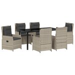 Ensemble de salle à manger de jardin vidaXL 7 pièces en poly rotin gris clair