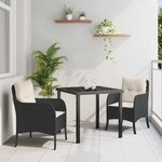 vidaXL Ensemble de salle à manger pour jardin 3 Pièces Noir Poly rotin