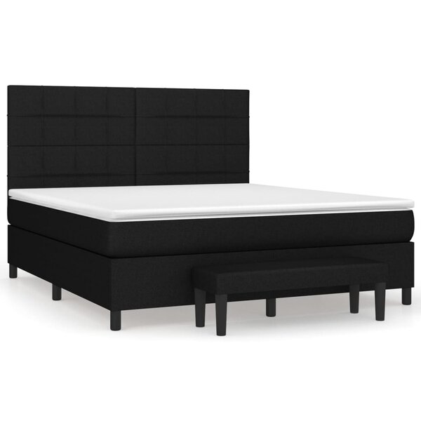 vidaXL Sommier à lattes de lit avec matelas Noir 180x200 cm Tissu