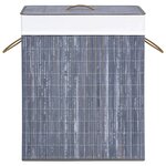 vidaXL Panier à linge avec une seule section bambou gris 83 L