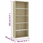 vidaXL Bibliothèque à 5 niveaux Blanc chêne sonoma Bois d’ingénierie