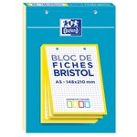 Bloc de 30 Fiches Bristol Perforées 2.0 A5 Q5/5 Bordures couleurs aléatoires OXFORD