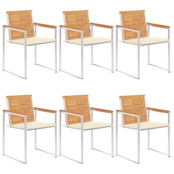 vidaXL Chaises de jardin 6 Pièces avec coussins Bois de teck massif