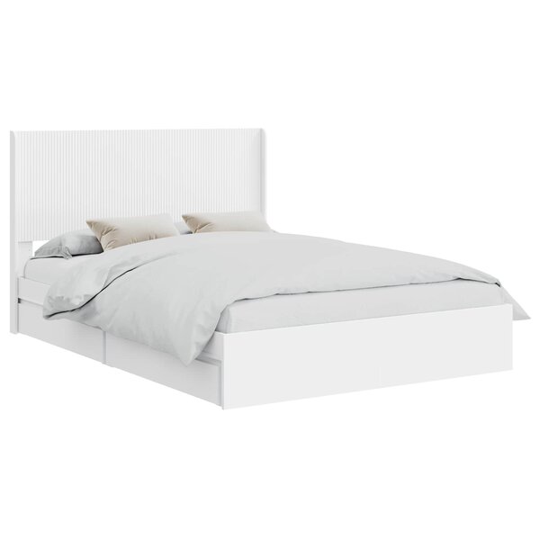 vidaXL Cadre de lit avec rangement et tête de lit Blanc 160 x 200 cm