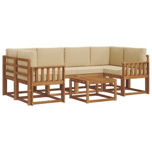vidaXL Ensemble de canapés d'extérieur 7 pc Naturel et Beige
