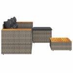 vidaXL Salon de jardin avec coussins 3 Pièces gris résine tressée