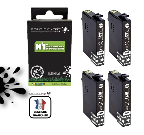 16XL - 4 X NOIR - Stylo Plume  - Grande capacité