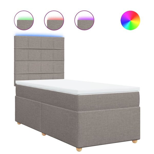 vidaXL Sommier à lattes de lit avec matelas Taupe 90x200 cm Tissu
