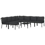 Salon de jardin meuble d'extérieur ensemble de mobilier 9 pièces avec coussins gris acier 02_0017978