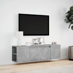 vidaXL Meuble TV mural avec lumières LED gris béton 135x31x39 5 cm