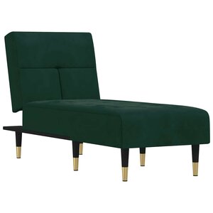 vidaXL Chaise longue vert foncé velours