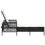 vidaXL Chaise longue avec coussin Noir 157 x 55 x 92cm polyrotin