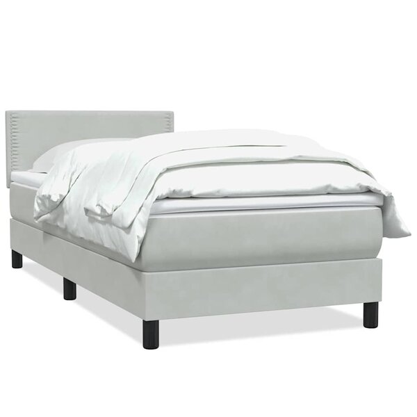 vidaXL Sommier à lattes de lit et matelas gris clair 90x220 cm velours