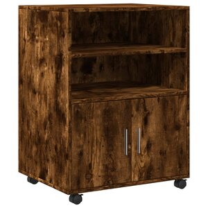 vidaXL Armoire à roulettes chêne fumé 60x48x81 cm bois d'ingénierie