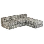 vidaXL Pouf modulaire à 3 places Gris rayé Tissu
