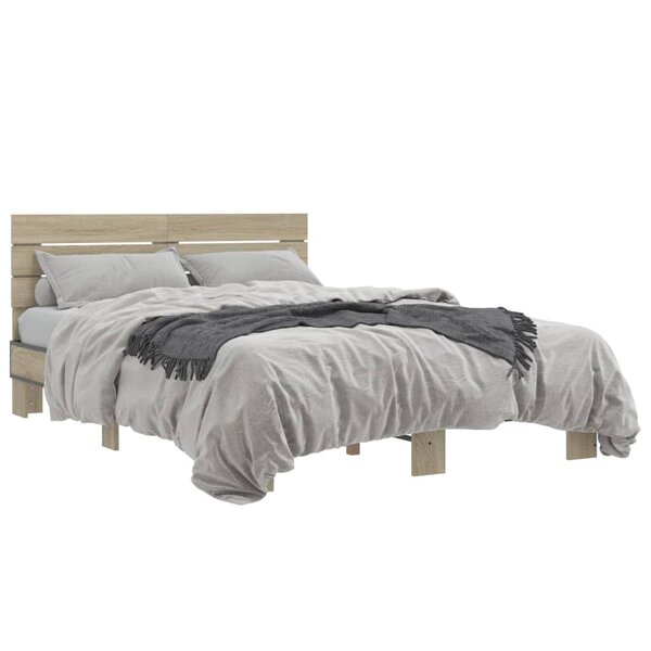 vidaXL Cadre de lit sans matelas chêne sonoma 135x190 cm